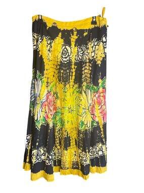 Leila 100% Cotton Floral Tie-Dye Boho Maxi Skirt Made in India